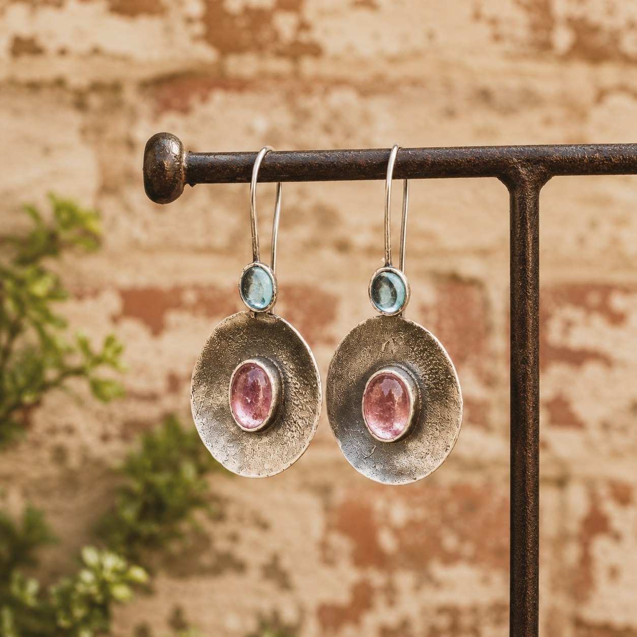 Handcrafted  Sterling Silver Natural Crystal Earrings