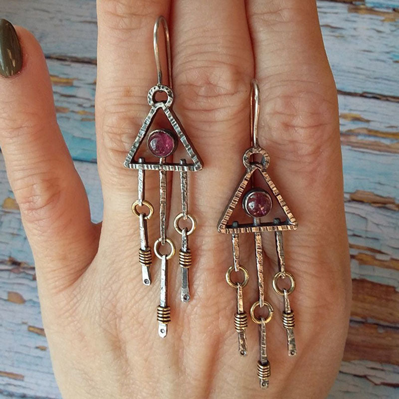 Handcrafted Sterling Silver Natural Crystal Statement Earrings