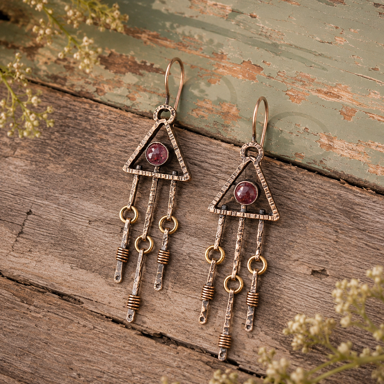 Handcrafted Sterling Silver Natural Crystal Statement Earrings