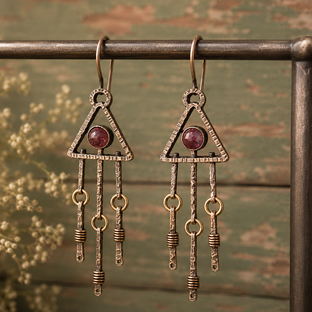 Handcrafted Sterling Silver Natural Crystal Statement Earrings