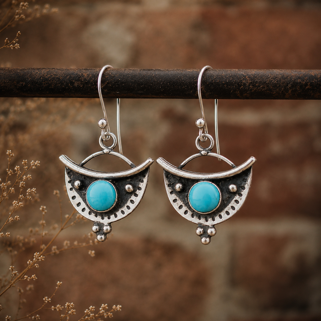 Handcrafted Sterling Silver Turquoise Earrings