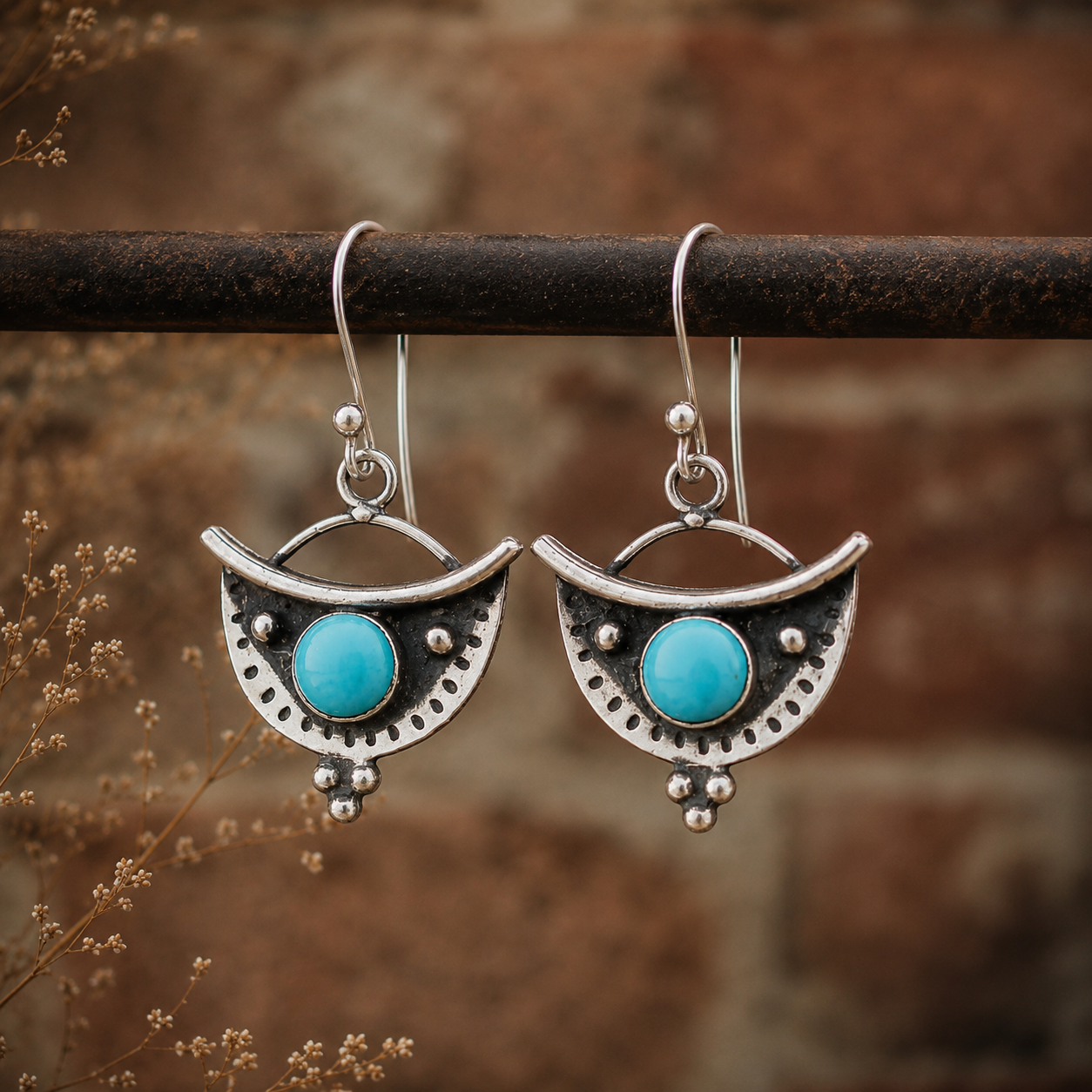 Handcrafted Sterling Silver Turquoise Earrings