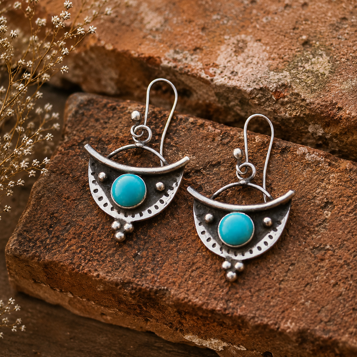 Handcrafted Sterling Silver Turquoise Earrings