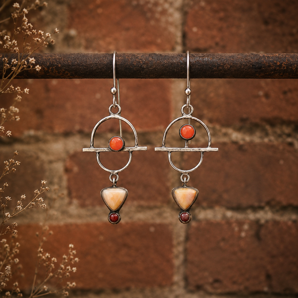 Handcrafted Sterling Silver Agate Statement Earrings