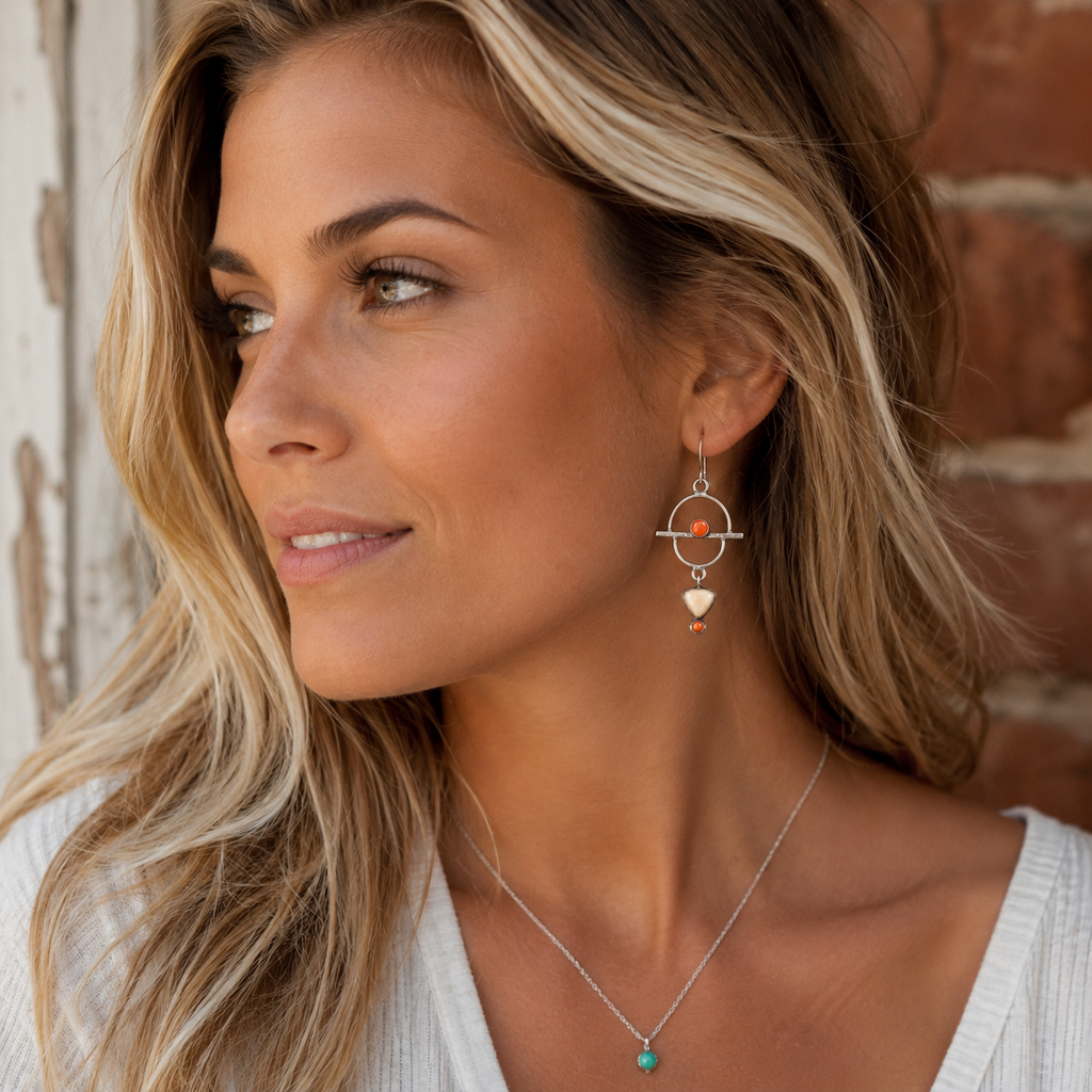 Handcrafted Sterling Silver Agate Statement Earrings