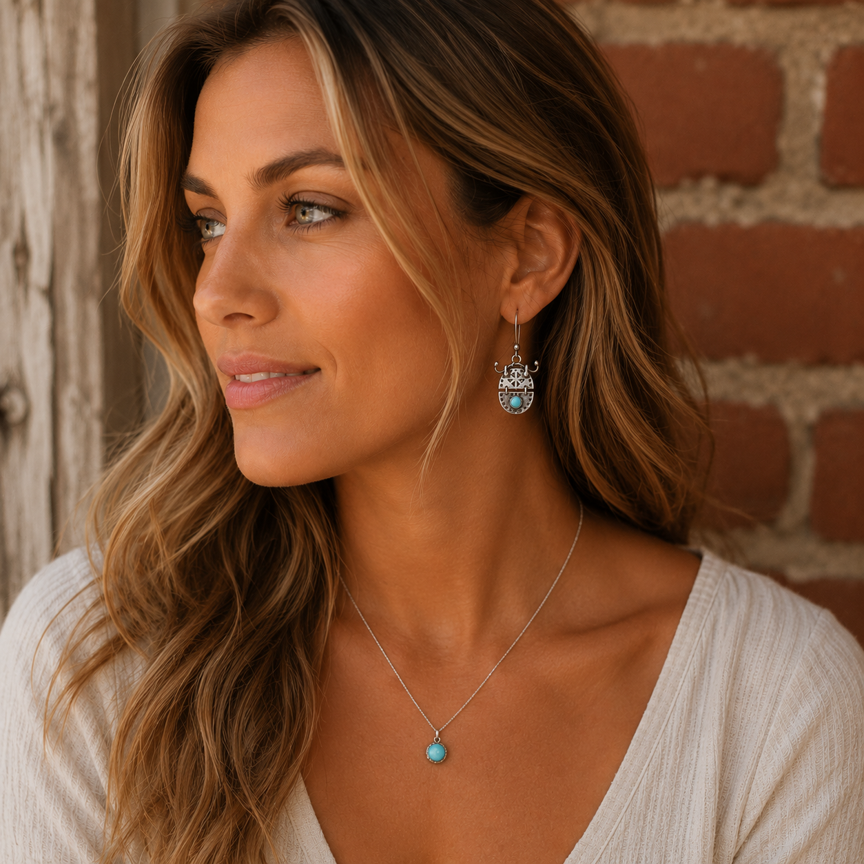Handcrafted Sterling Silver Kingman Turquoise Earrings