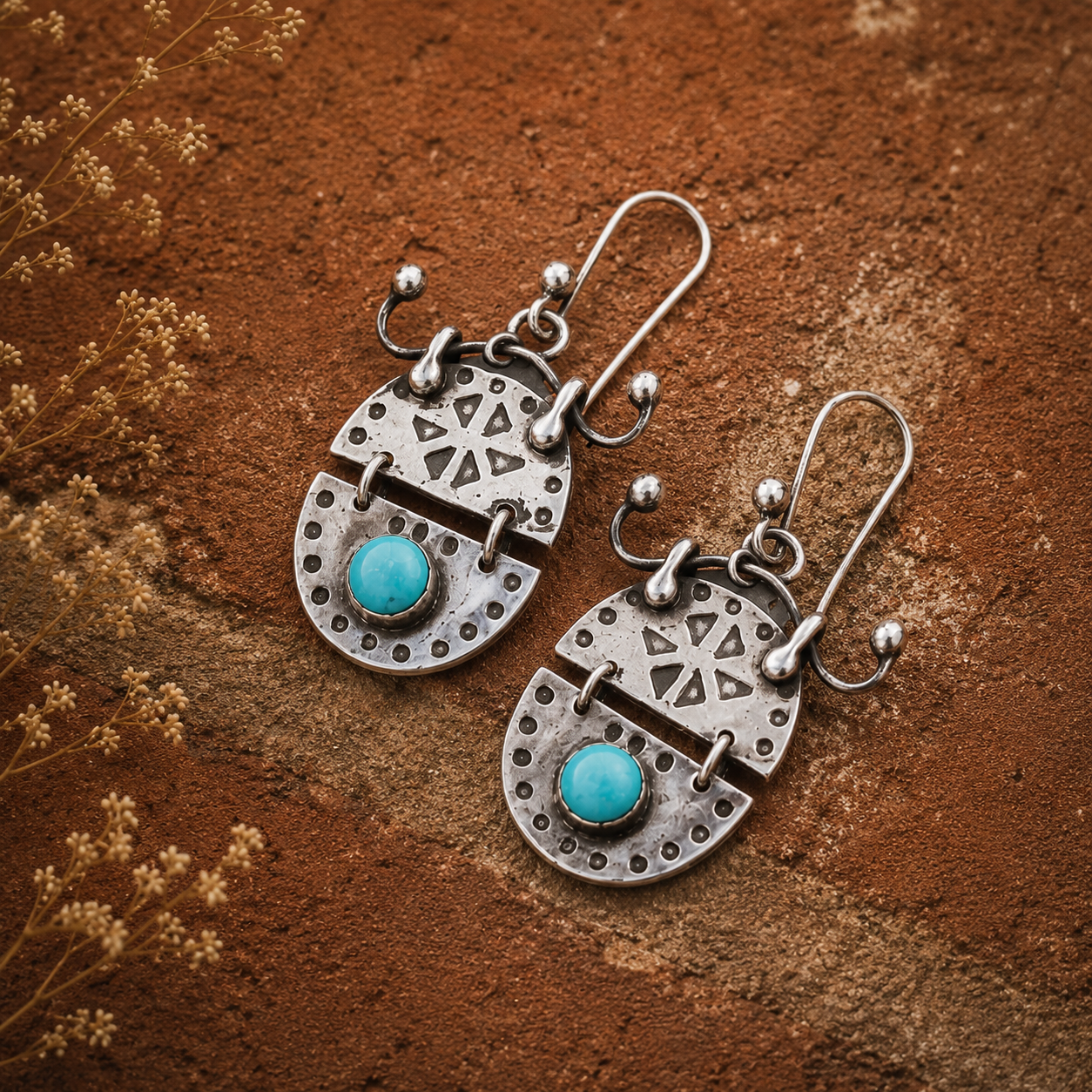 Handcrafted Sterling Silver Kingman Turquoise Earrings