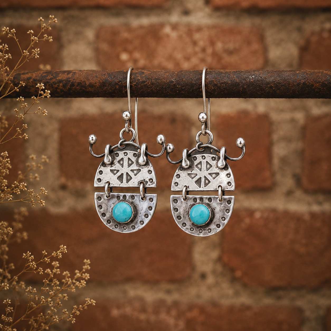 Handcrafted Sterling Silver Kingman Turquoise Earrings