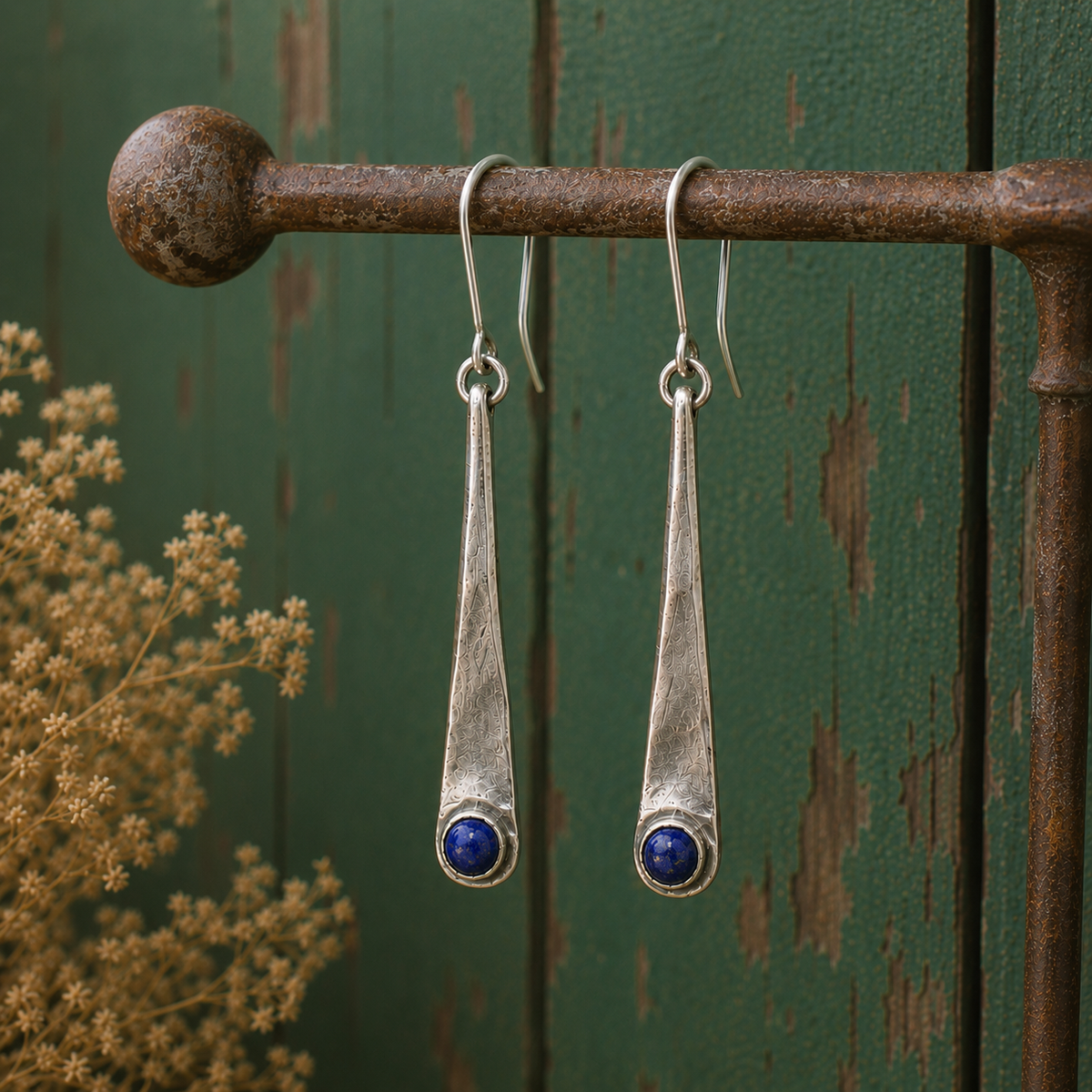 Handcrafted Sterling Silver Garnet Drop Earrings