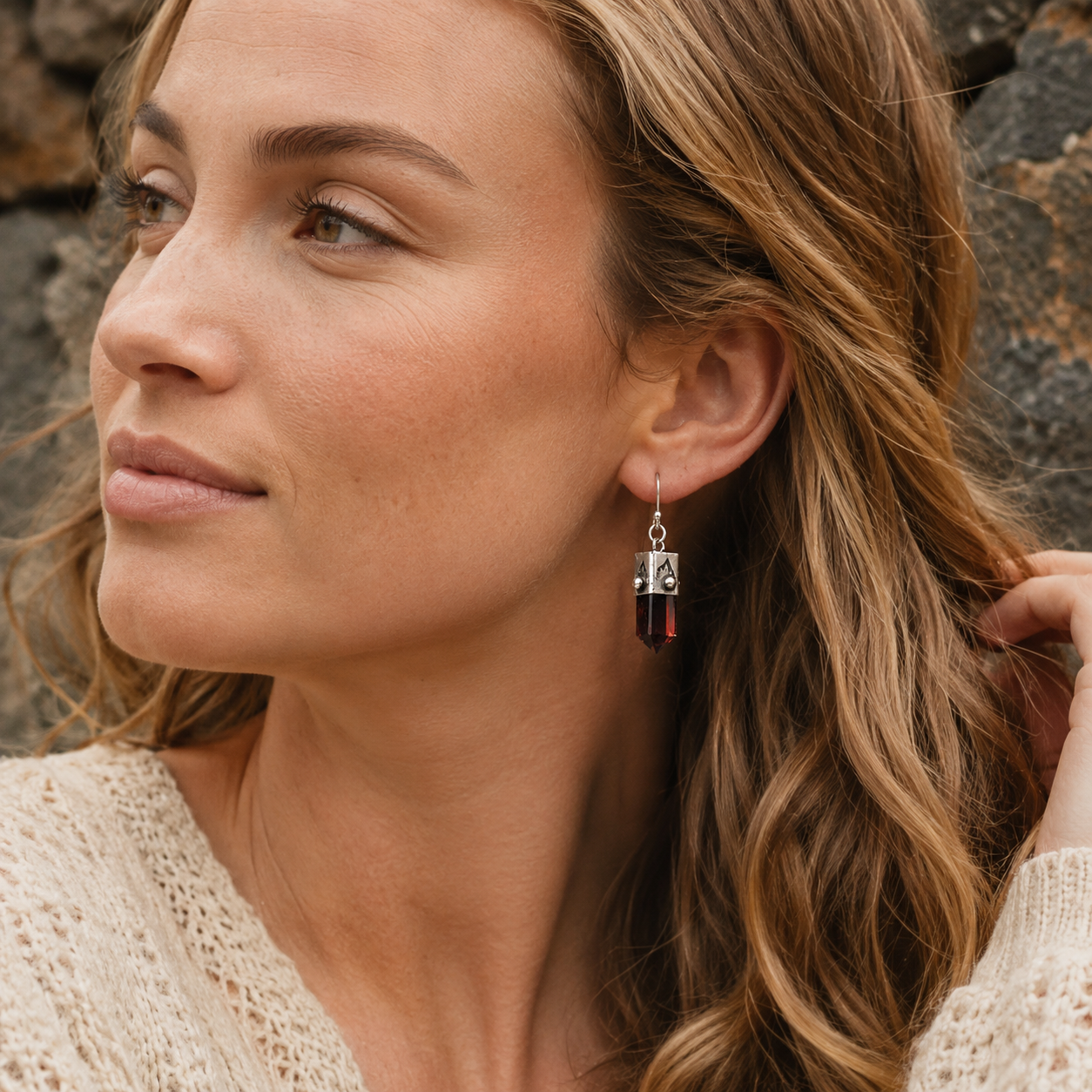 Handcrafted Sterling Silver Red Obsidian Drop Earrings