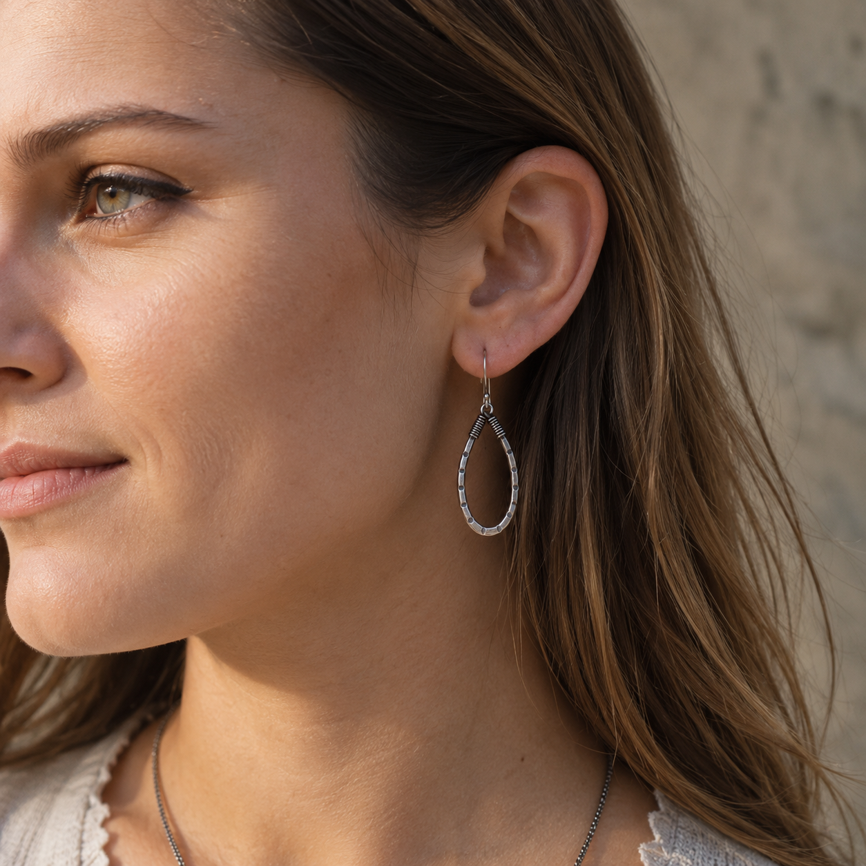 Hammered Sterling Silver Hoop Earrings