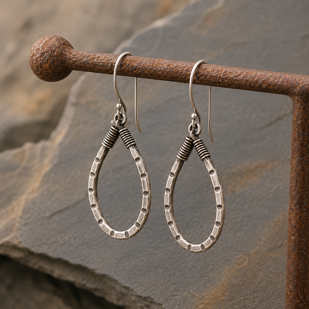 Hammered Sterling Silver Hoop Earrings