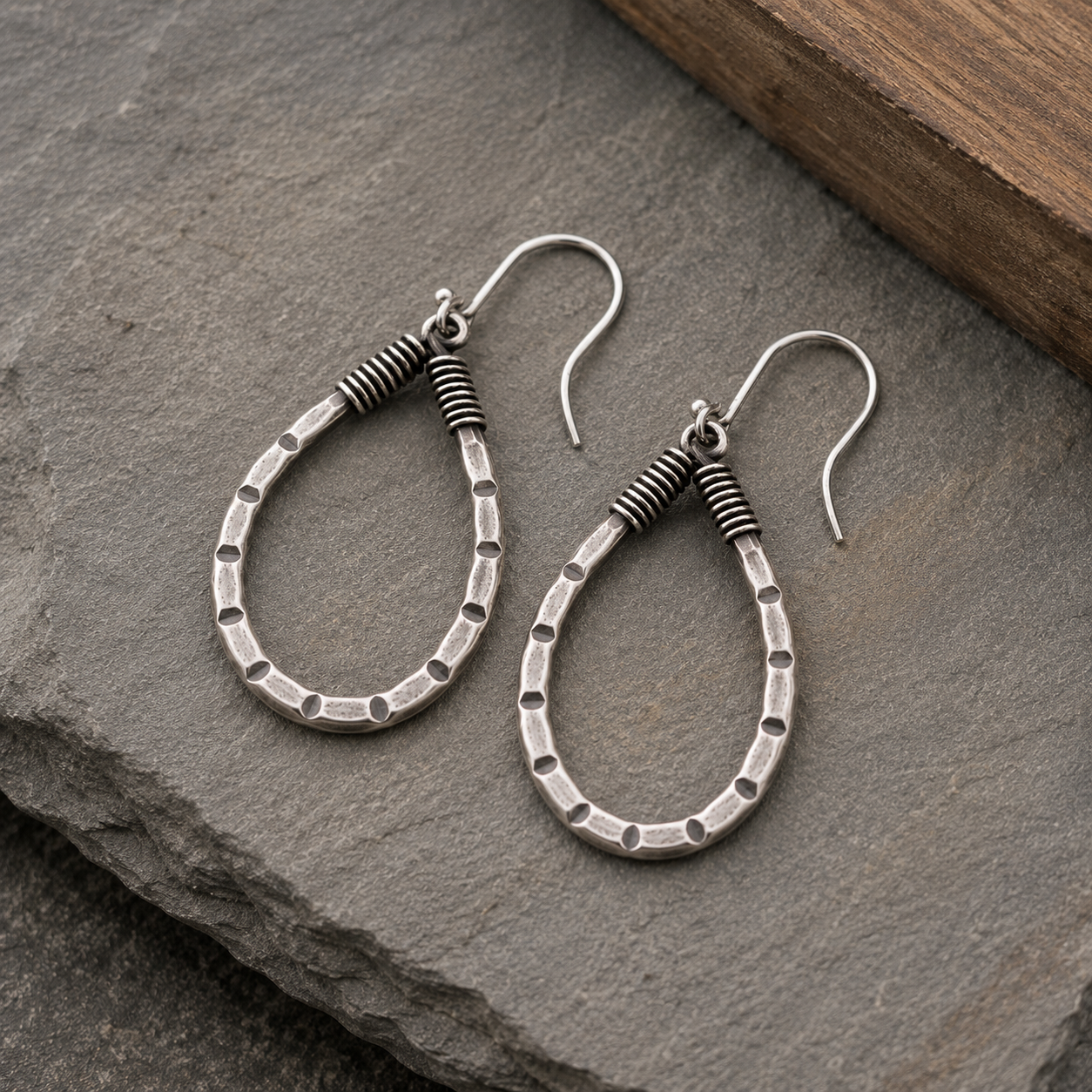 Hammered Sterling Silver Hoop Earrings