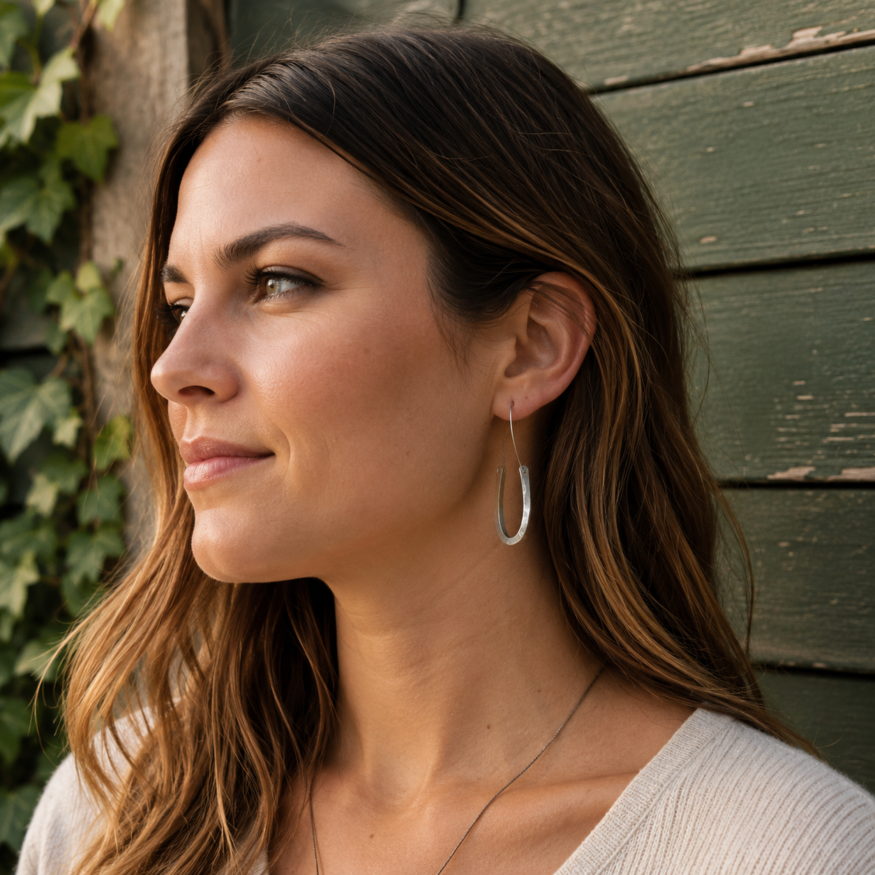 Hammered Sterling Silver Hoop Earrings