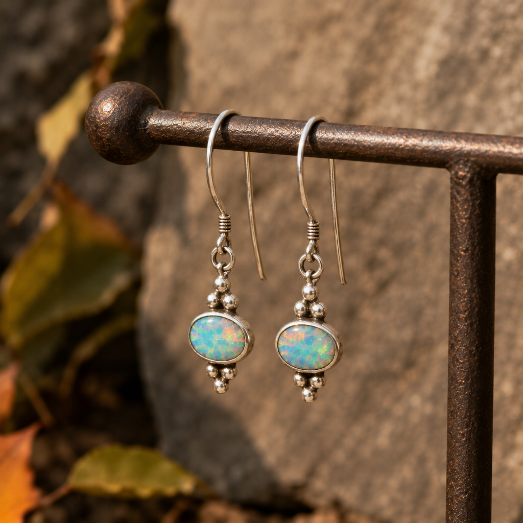 Handcrafted Sterling Silver Australian Opal Earrings