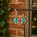 Handcrafted Hammered Sterling Silver Royston Turquoise Earrings