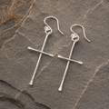 Handcrafted 18K Gold Cross Drop Earrings