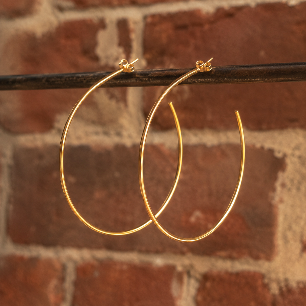 Handcrafted 18K Gold Hoop Earrings