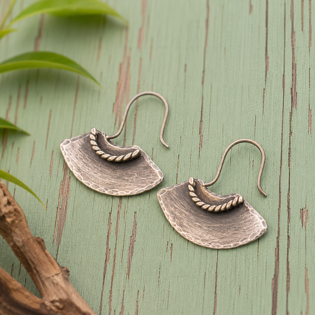 Handcrafted Hammered Sterling Silver Vintage Hoop Earrings