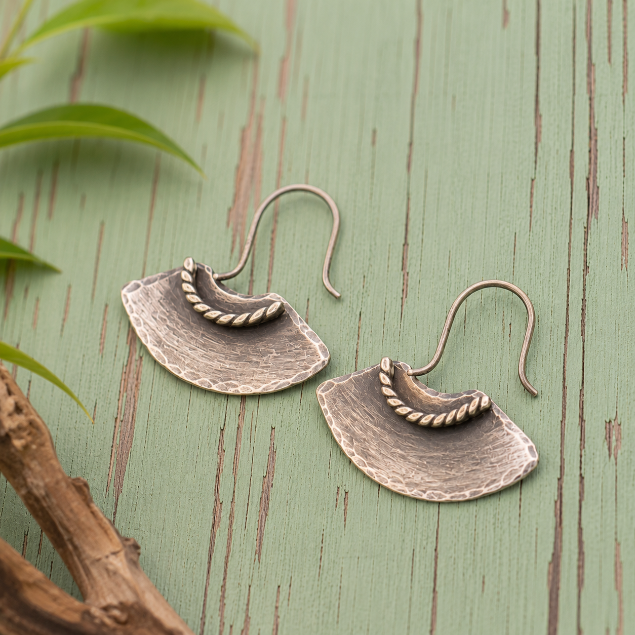 Handcrafted Hammered Sterling Silver Vintage Hoop Earrings