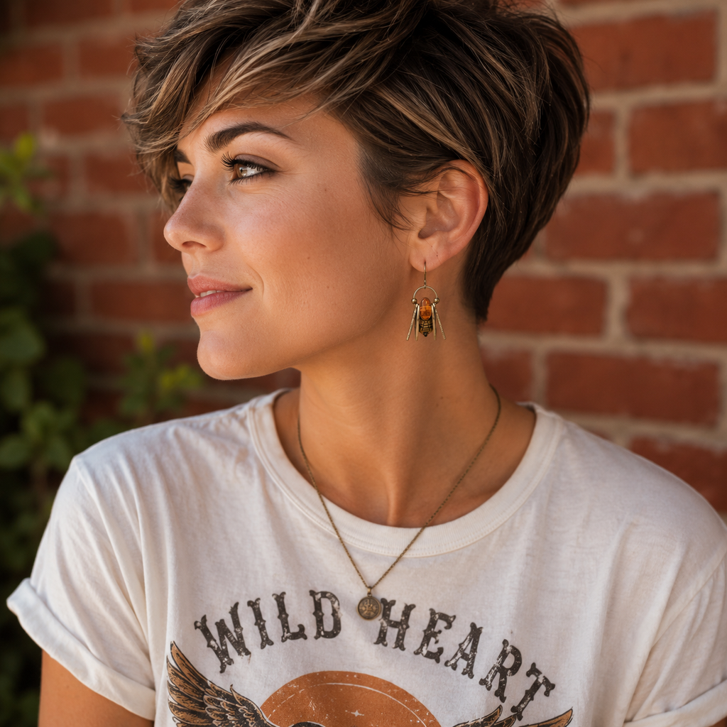 Handcrafted Amber Bee Earrings