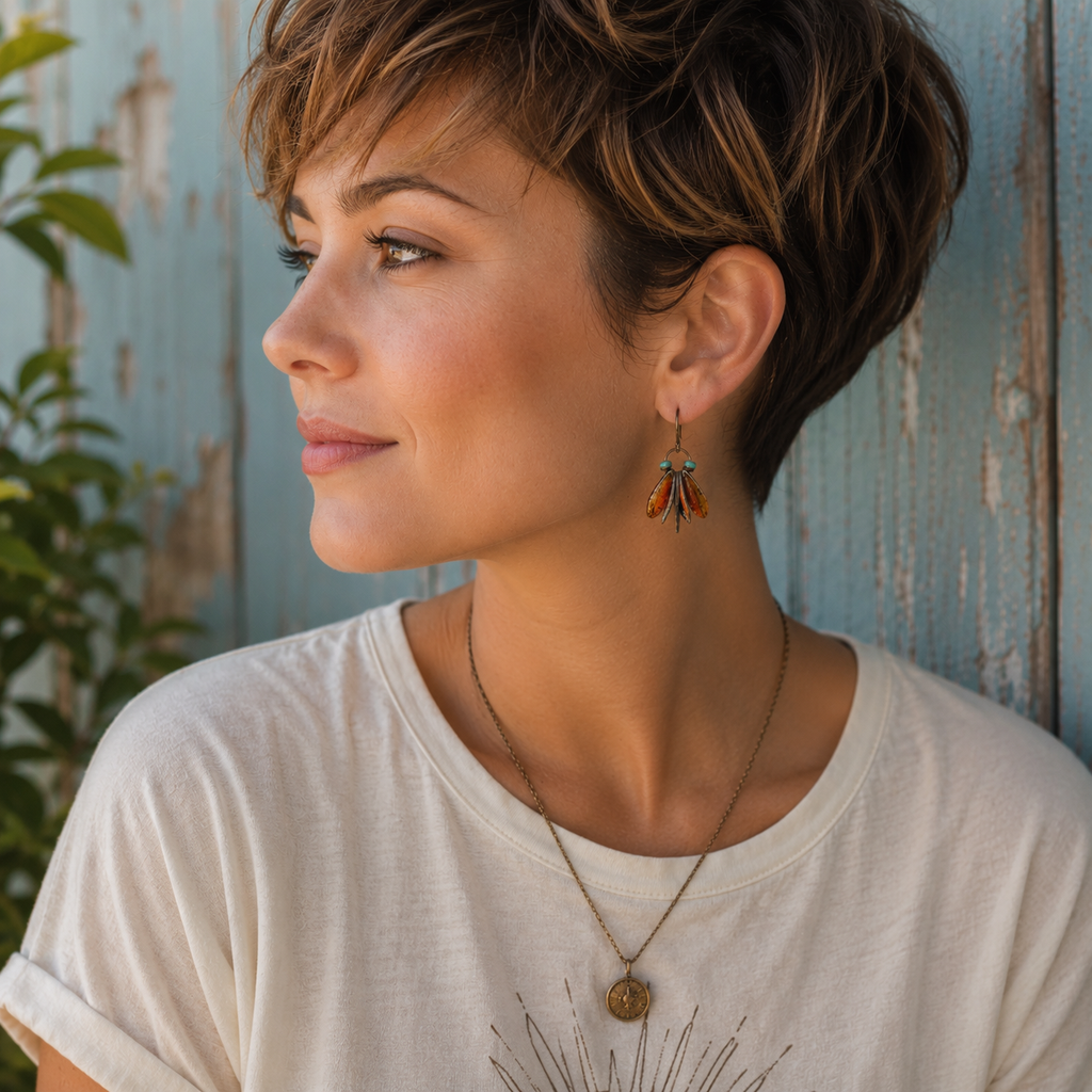 Handcrafted Amber Moth Earrings