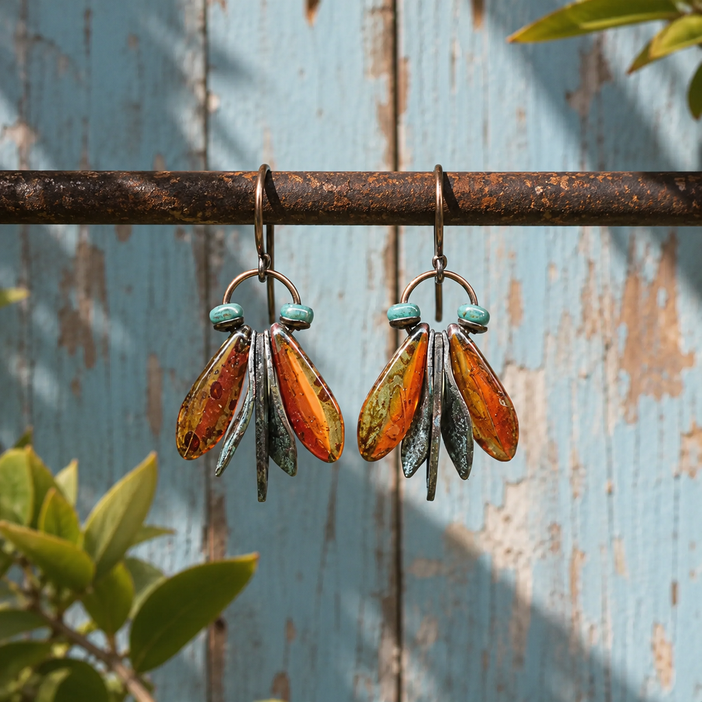 Handcrafted Amber Moth Earrings