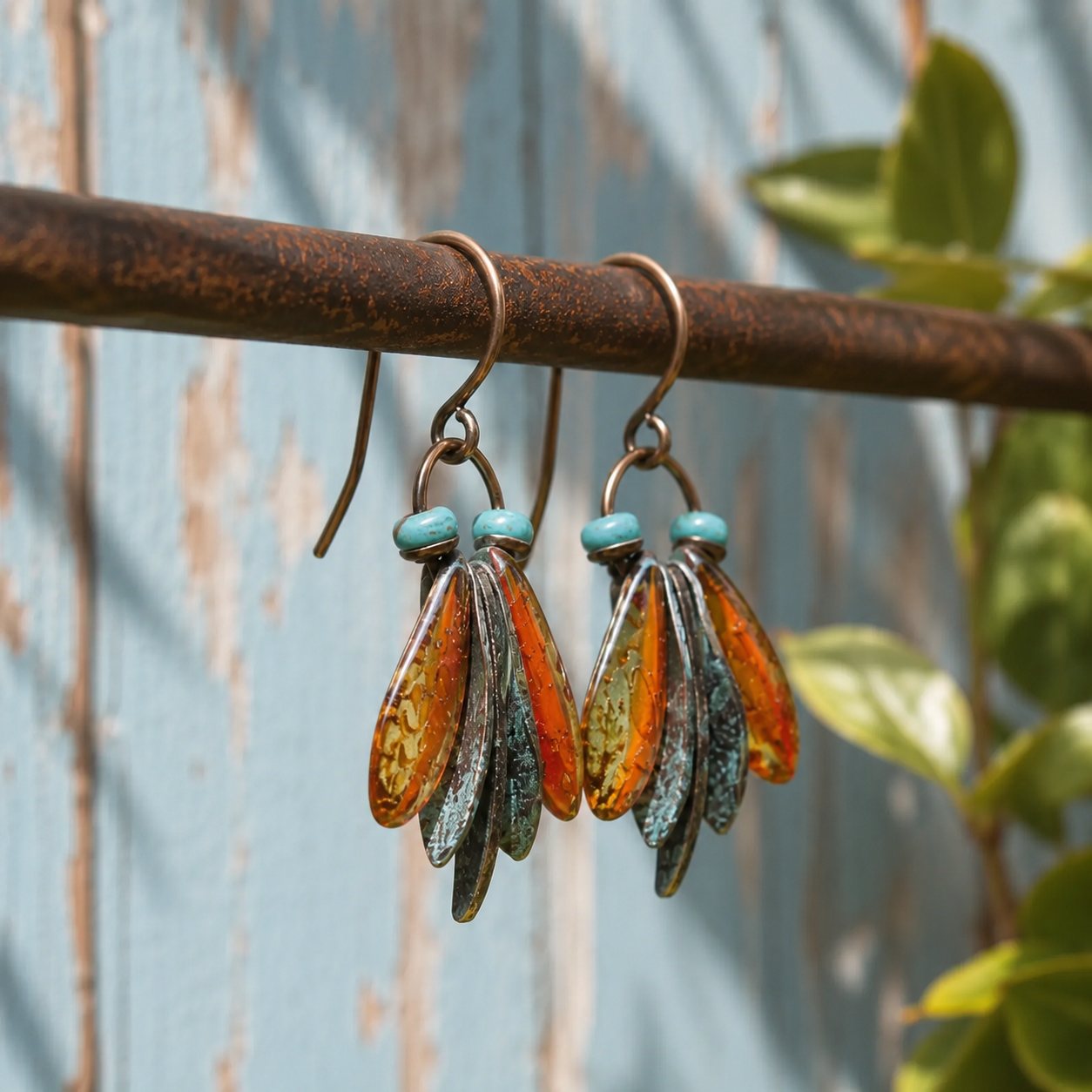 Handcrafted Amber Moth Earrings