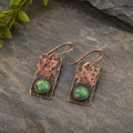 Hand-Hammered Copper Turquoise Earrings