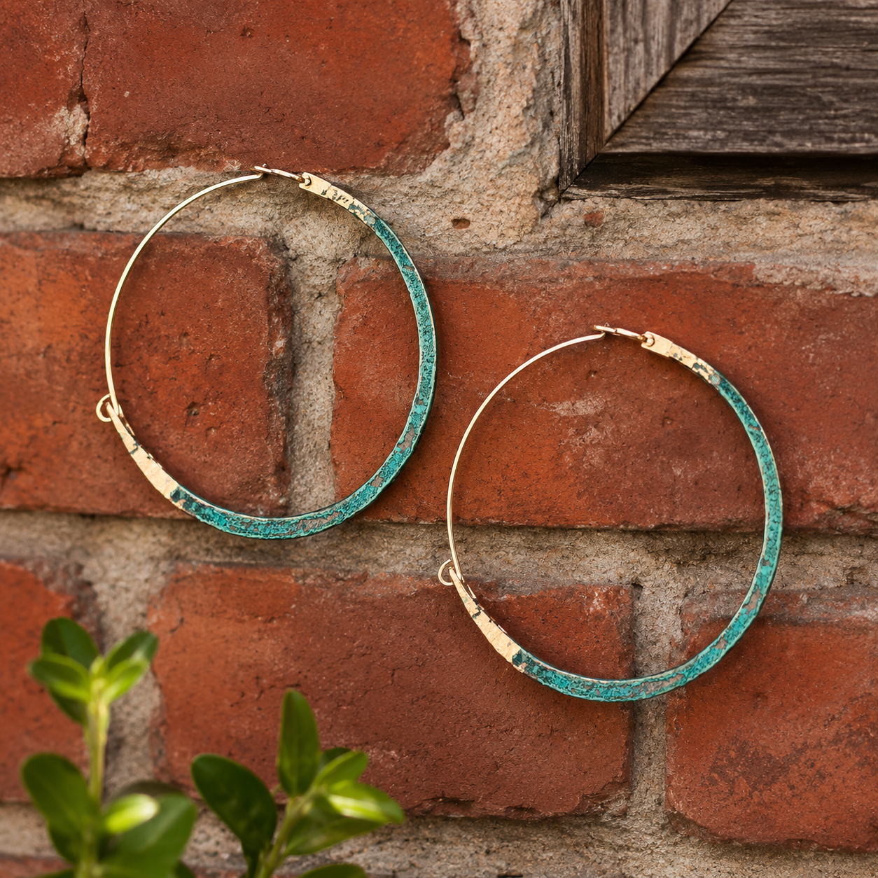 Artisan Textured Brass Statement Earrings for Women