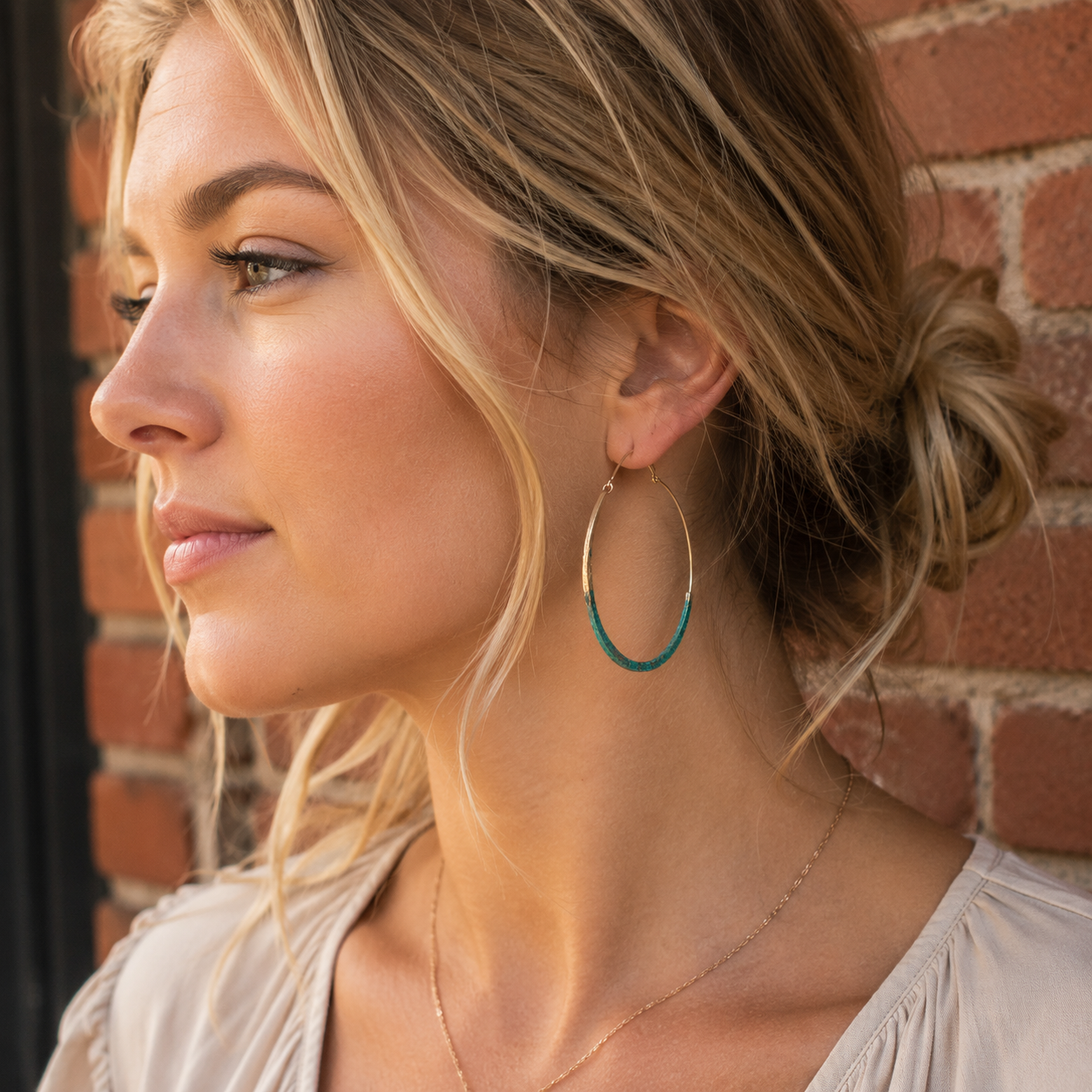 Artisan Textured Brass Statement Earrings for Women
