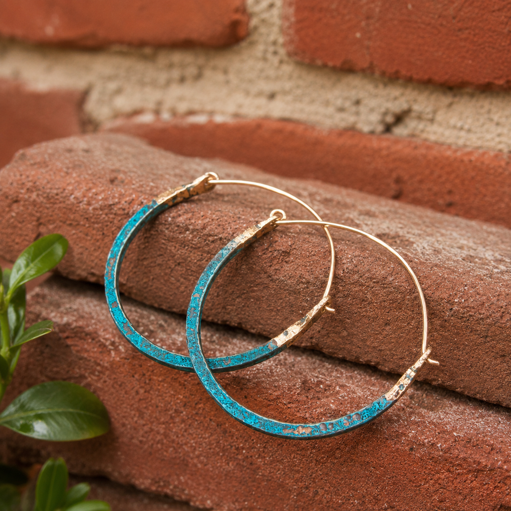 Artisan Textured Brass Statement Earrings for Women