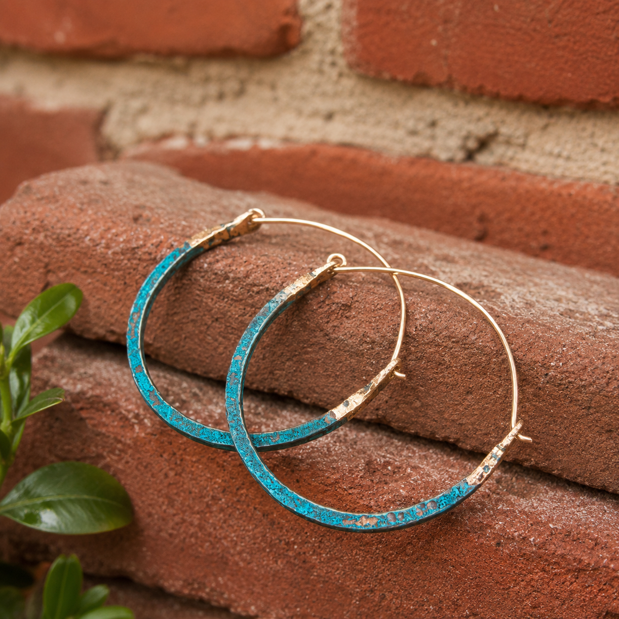 Artisan Textured Brass Statement Earrings for Women