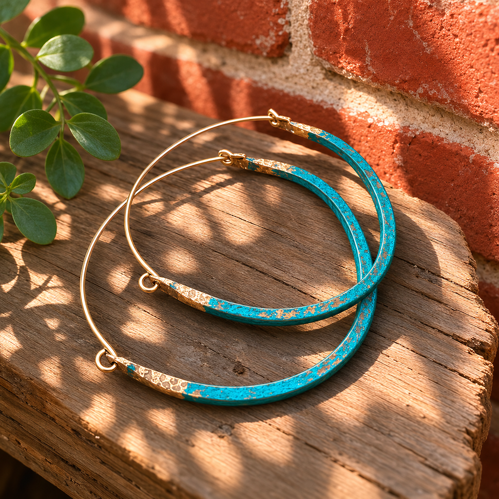 Artisan Textured Brass Statement Earrings for Women