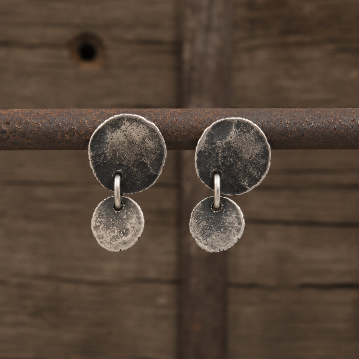 Handcrafted Hammered Sterling Silver Drop Earrings