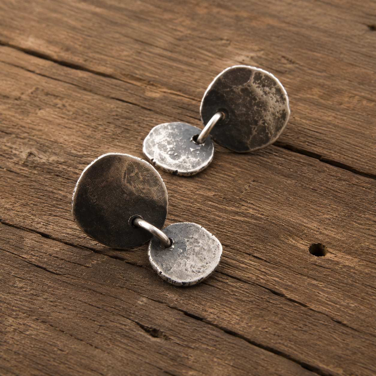 Handcrafted Hammered Sterling Silver Drop Earrings