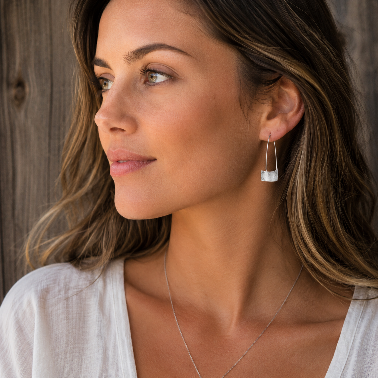 Handcrafted Hammered Sterling Silver Geometric Earrings