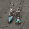 Handcrafted Hammered Sterling Silver Agate Drop Earrings