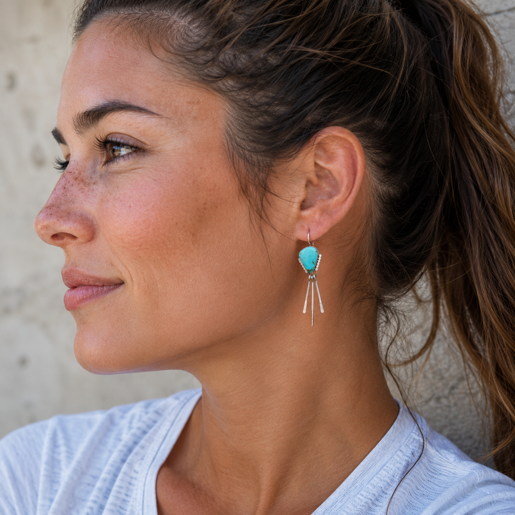Handcrafted Sterling Silver Turquoise Earrings