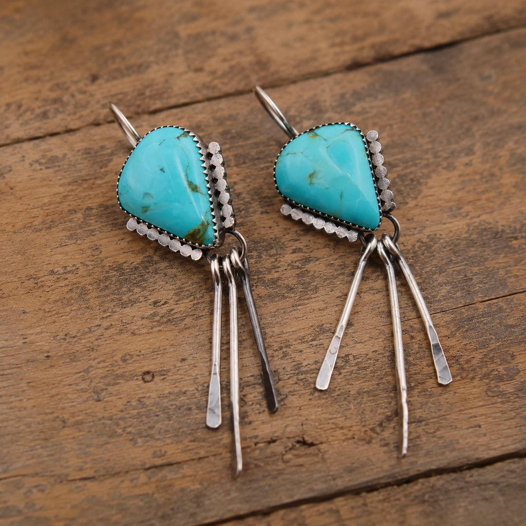 Handcrafted Sterling Silver Turquoise Earrings