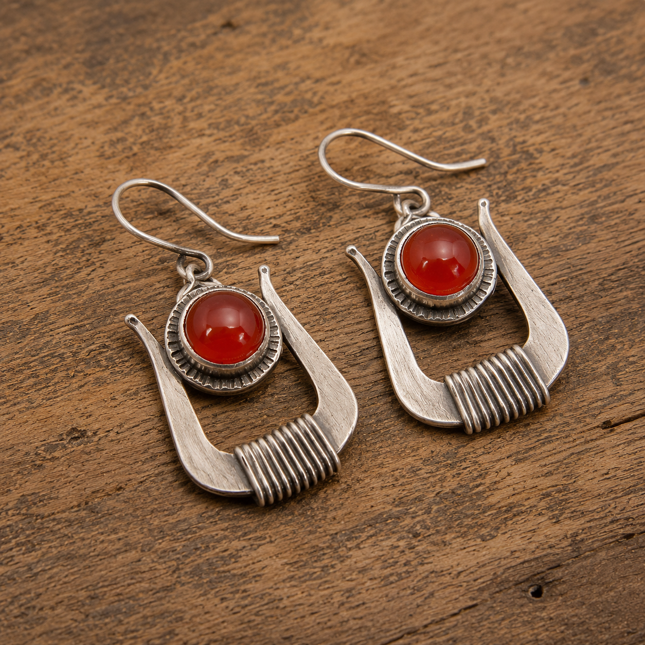 Handcrafted Sterling Silver Carnelian Earrings