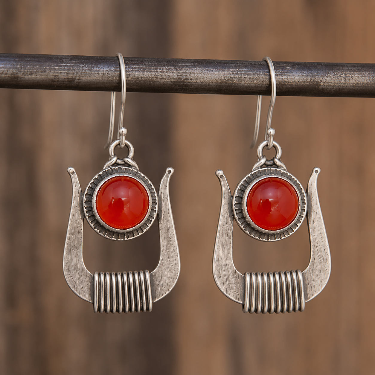 Handcrafted Sterling Silver Carnelian Earrings