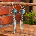 Vintage Handmade Labradorite Drop Earrings in  Sterling Silver