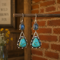 Natural Moonstone & Turquoise Sterling Silver Artisan Earrings