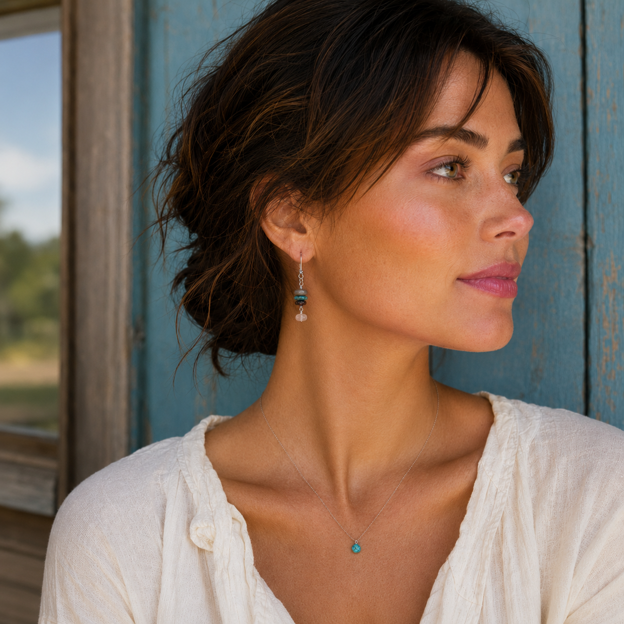 Handmade Sterling Silver Wire Wrapped Multi-Gemstone Personalized Drop Earrings