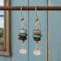 Handmade Sterling Silver Wire Wrapped Multi-Gemstone Personalized Drop Earrings