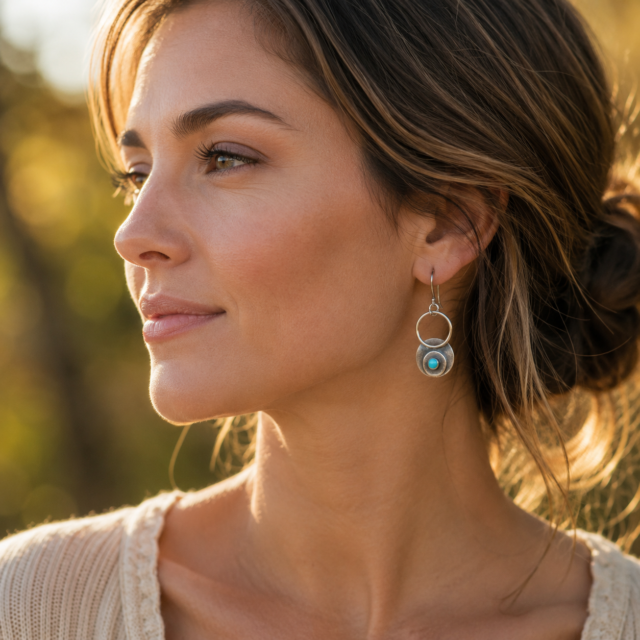 Handcrafted Silver Earrings with Natural Kingman Turquoise