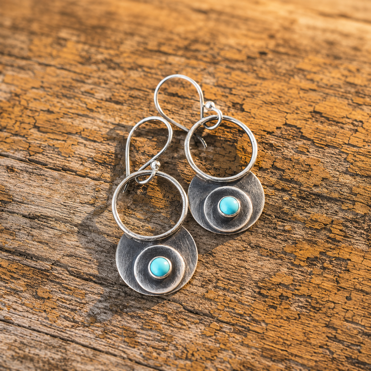 Handcrafted Silver Earrings with Natural Kingman Turquoise