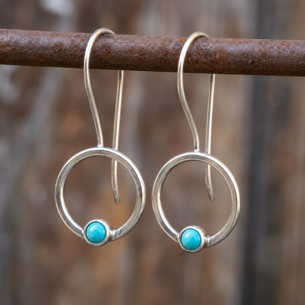 Handcrafted Sterling Silver Turquoise Drop Earrings