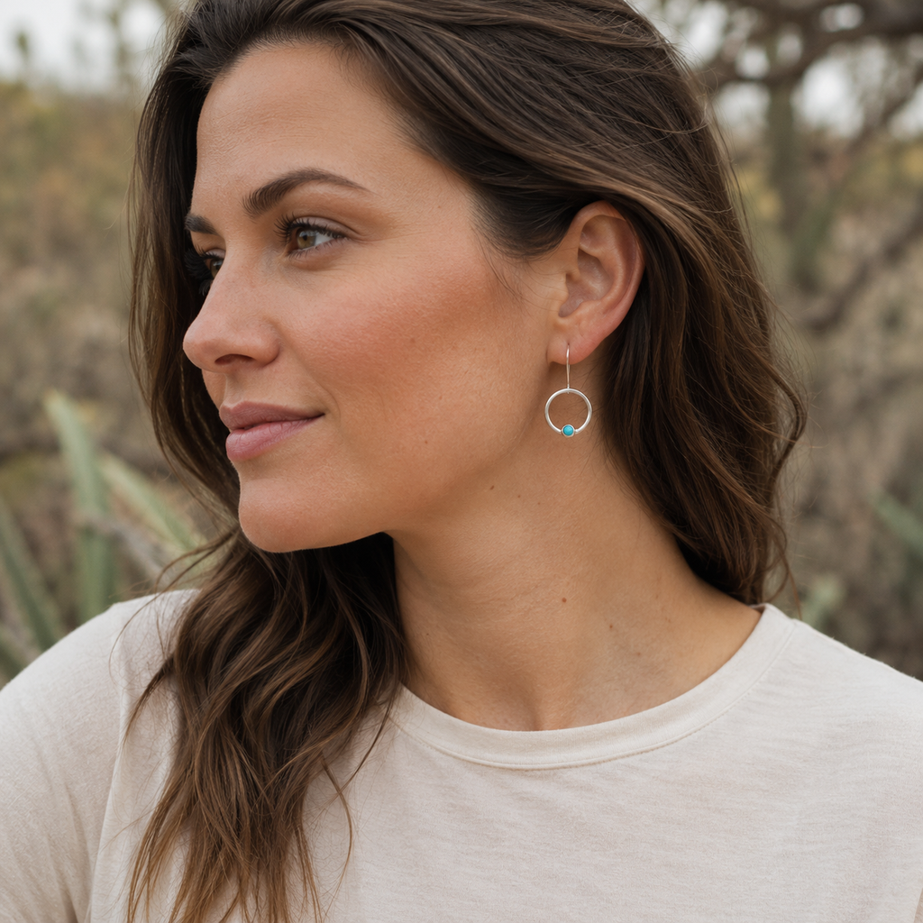 Handcrafted Sterling Silver Turquoise Drop Earrings